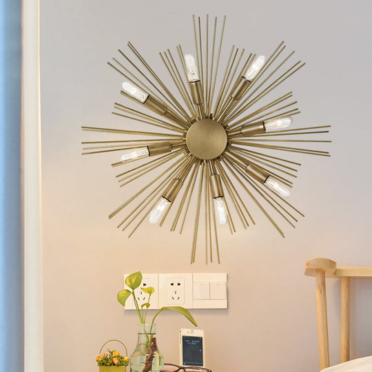 Contemporary Metal Wall Sconce - Sputnik 8-Head Gold Finish Light Fixture