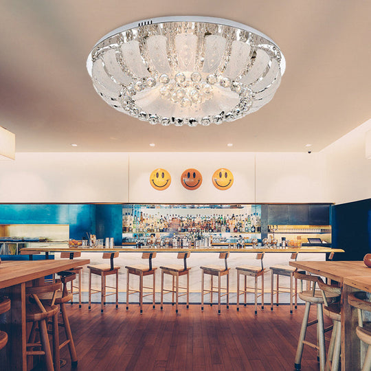 Modern Dome Crystal Ball Flush Light - 19.5’/23.5’ Wide Led Ceiling Lamp