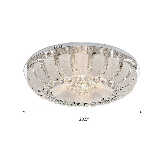 Modern Dome Crystal Ball Flush Light - 19.5’/23.5’ Wide Led Ceiling Lamp
