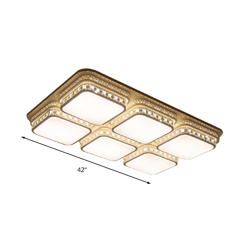 Minimalist Crystal Block Led Ceiling Light - Rectangular Flush Mount In Warm/White/3 Color