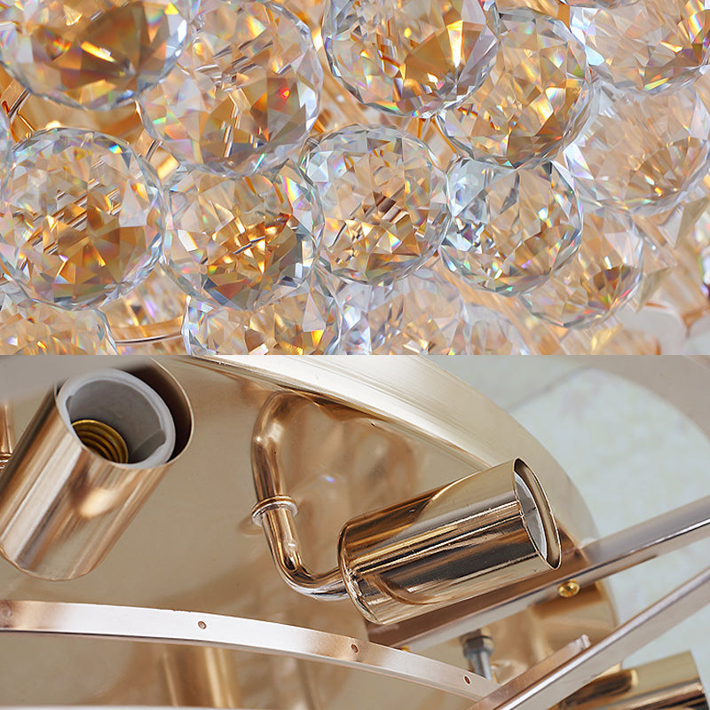 Flower Bedroom Ceiling Fixture: Clear Crystal Block Led Flush Mount Light With 3 Color Options