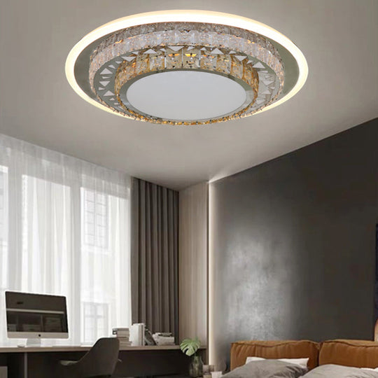 Contemporary Rectangle - Cut Crystal Flush Mount Ceiling Light In White Led