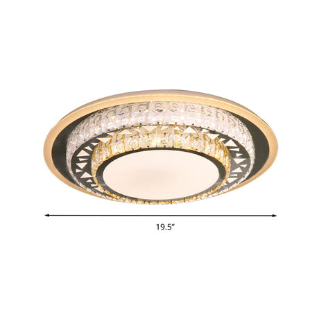 Contemporary Rectangle-Cut Crystal Flush Mount Ceiling Light In White Led