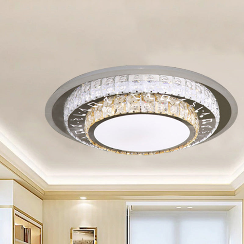 Contemporary Rectangle - Cut Crystal Flush Mount Ceiling Light In White Led