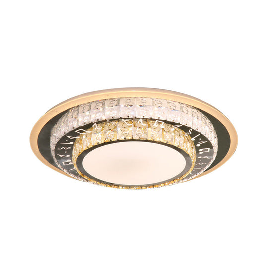 Contemporary Rectangle-Cut Crystal Flush Mount Ceiling Light In White Led