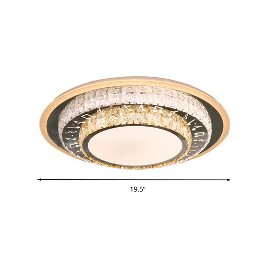 Contemporary Rectangle-Cut Crystal Flush Mount Ceiling Light In White Led