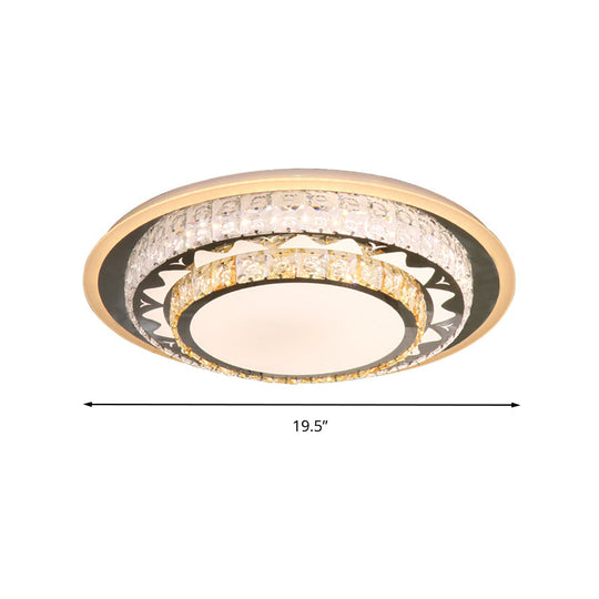 Contemporary Rectangle - Cut Crystal Flush Mount Ceiling Light In White Led