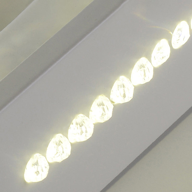 Simple Style White Acrylic Led Ceiling Lamp With Crystal Beaded Accent