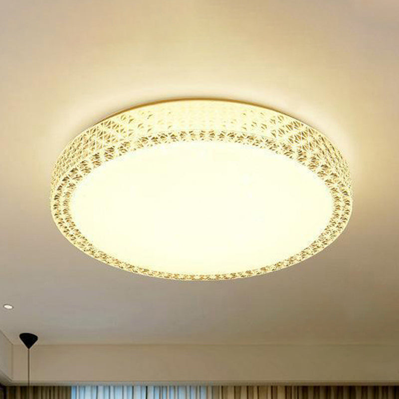 Minimalistic Crystal Bedroom Led Ceiling Light Fixture In White