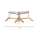 Contemporary Acrylic Flush Mount Led Ceiling Light With Crystal Drop - Flower Design In Warm/3 Color