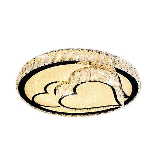 Modern Led Ceiling Light With White Moon And Star/Heart Design Crystal Block Accent - Perfect For
