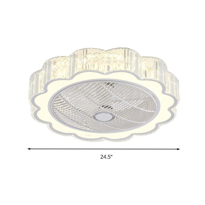 Simple Led Scalloped Crystal Flush Ceiling Light For Bedroom - White 3 Color
