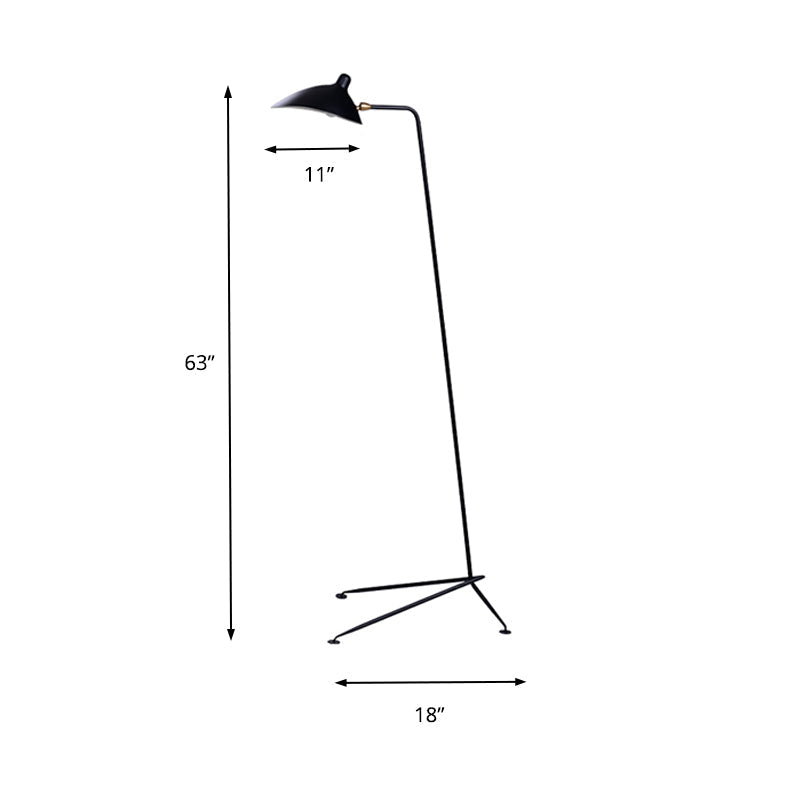 Modern Style 1/3-Light Floor Lamp With Sleek Duckbill Metal Shade - Black Finish Perfect For Living