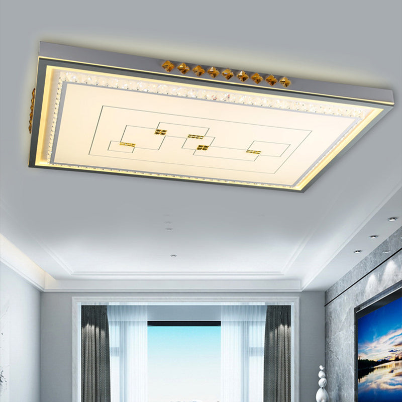 Contemporary Led Ceiling Light - Acrylic White Flush Mount Remote Control Stepless Dimming 3 Color