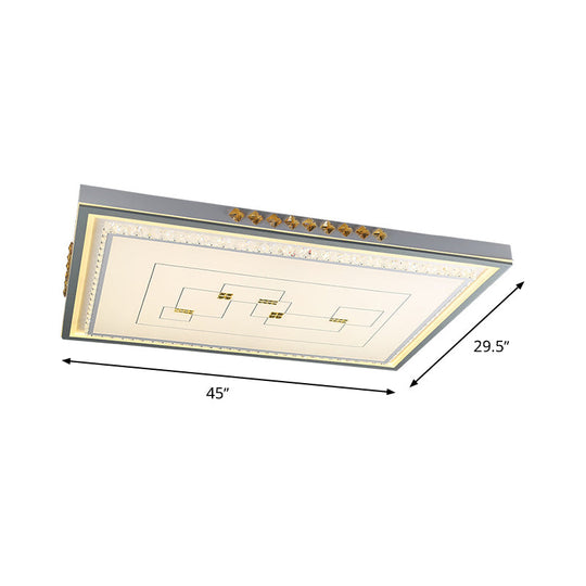 Contemporary Led Ceiling Light - Acrylic White Flush Mount Remote Control Stepless Dimming 3 Color