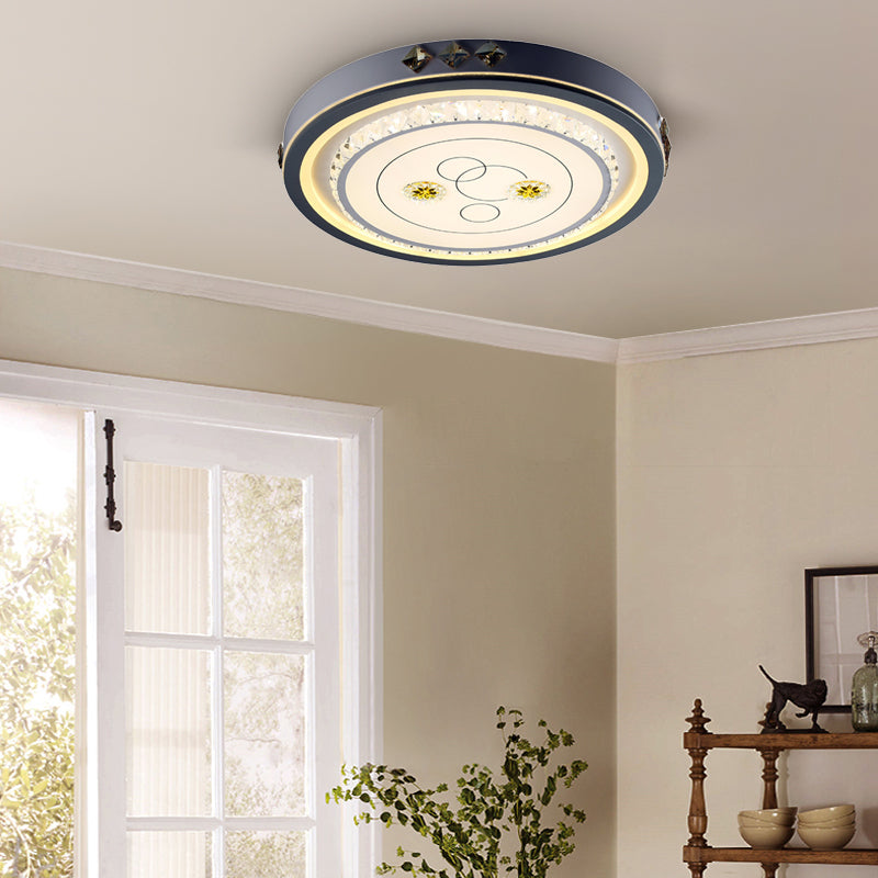 Contemporary Led Ceiling Light - Acrylic White Flush Mount Remote Control Stepless Dimming 3 Color