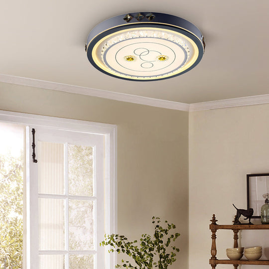 Contemporary Led Ceiling Light - Acrylic White Flush Mount Remote Control Stepless Dimming 3 Color