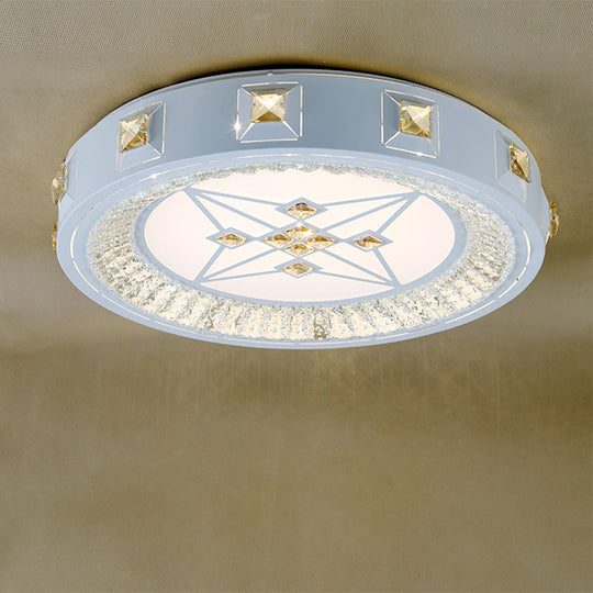 Modern Crystal Led Ceiling Light With Remote Control And Stepless Dimming - White Stylish