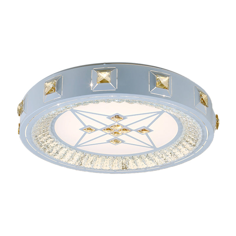 Modern Crystal Led Ceiling Light With Remote Control And Stepless Dimming - White Stylish