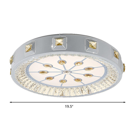 Modern Crystal Led Ceiling Light With Remote Control And Stepless Dimming - White Stylish