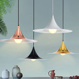 Nordic Style Flared Suspension Light - Metal 1 Black/White/Gold Hanging Ceiling Fixture