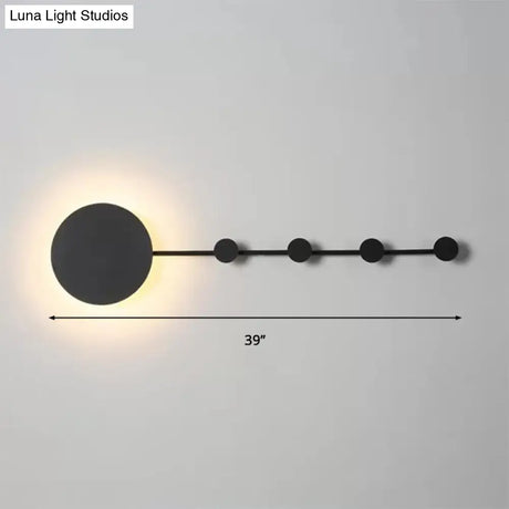 27.5/39 Black/White Round Led Wall Lamp - Simplicity Acrylic Sconce Light Fixture In Warm/White