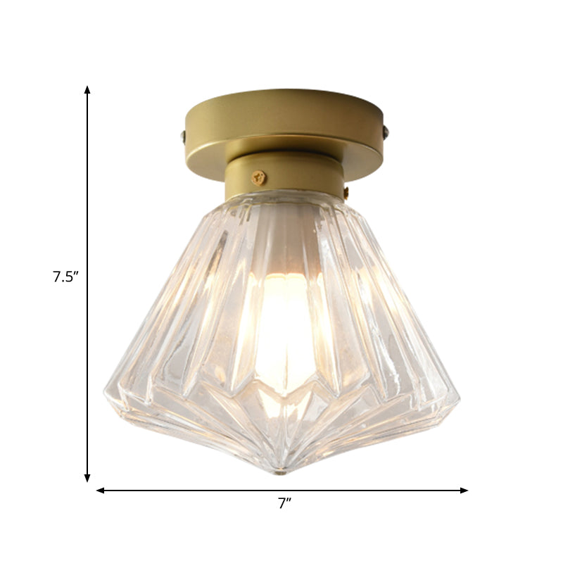 Colonial Clear Glass Scalloped Ceiling Fixture For Kitchen 6.5/7 W