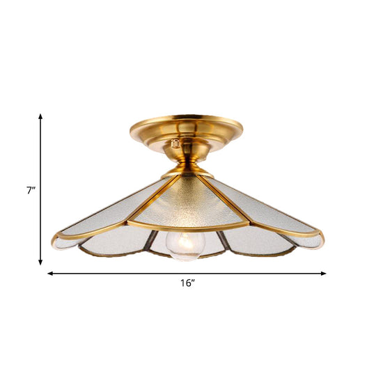 Scalloped Foyer Flush Mount Ceiling Light Fixture With Brass Finish - 12/16 Diameter