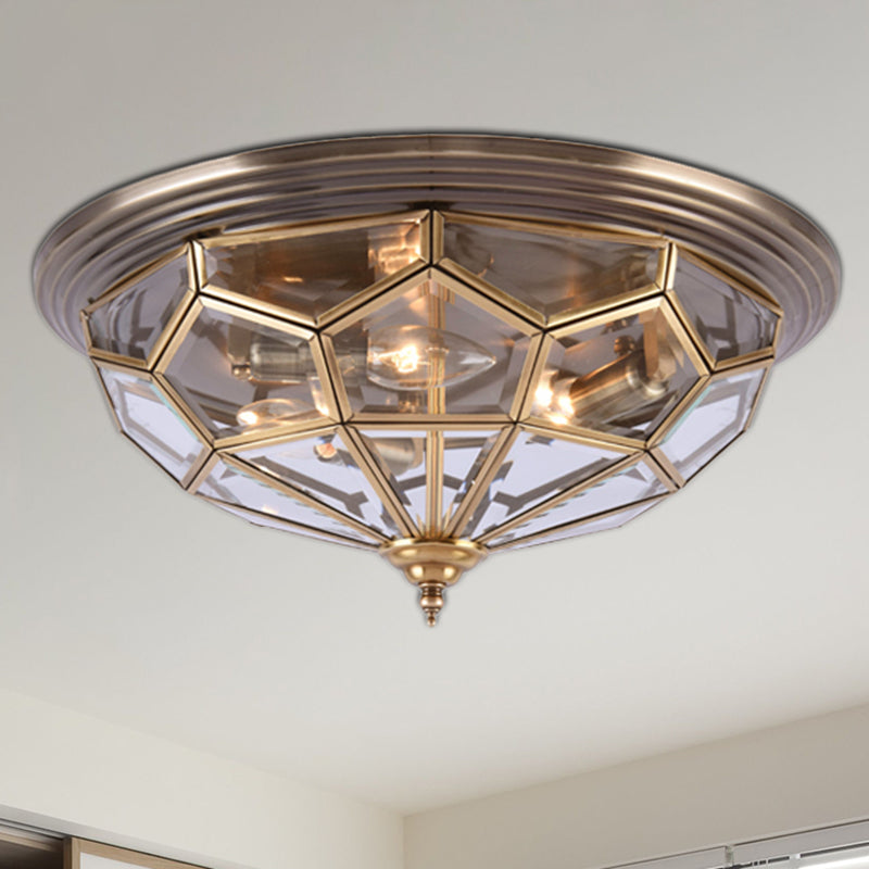 Prism Bedroom Flush Mount Light Clear Beveled Glass Brass Finish 14/18 2/3 Bulbs / 18