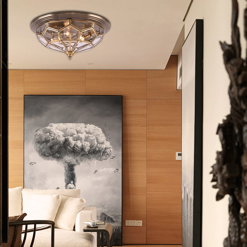 Prism Bedroom Flush Mount Light Clear Beveled Glass Brass Finish 14/18 2/3 Bulbs