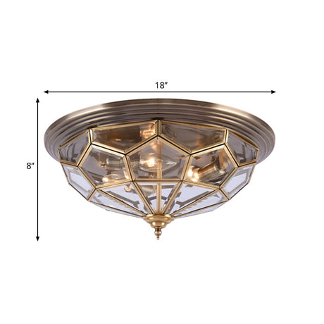 Prism Bedroom Flush Mount Light Clear Beveled Glass Brass Finish 14/18 2/3 Bulbs