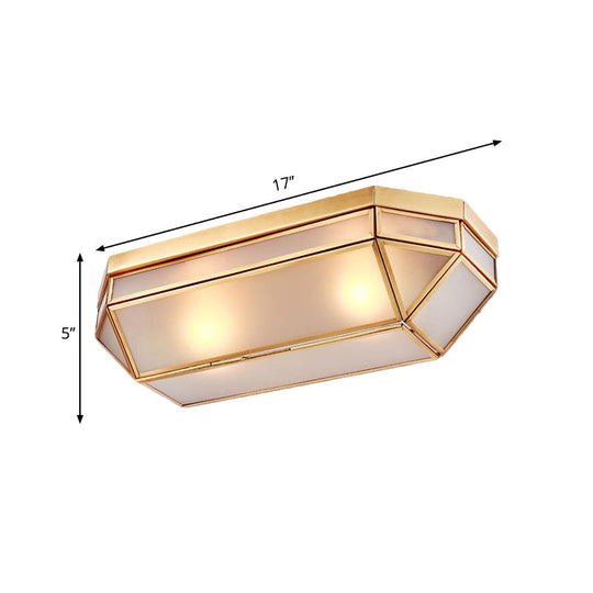 Frosted Glass Flush Mount Fixture With 2 Brass Lights - Perfect For Foyers