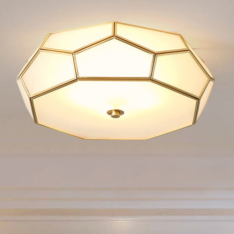 Colonial Flush Mount Lamp: White Sandblasted Glass Octagon Ceiling Fixture 3/4 Heads 14’/18’ W