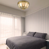 12/16 Dome Flush Mount Light With Colonial Opal Frosted Glass Brass Finish 2/3 Bulbs - Bedroom