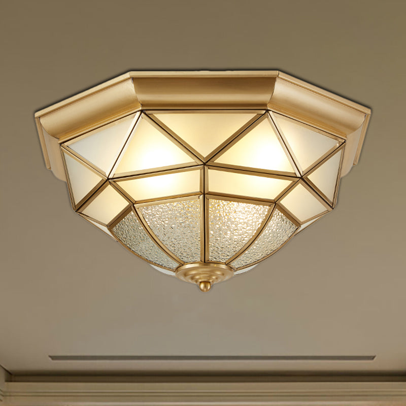 Prism Restaurant Flush Mount Light With Colonial Blown Opal Glass - 14/18 Sizes 3/4 Bulbs Brass