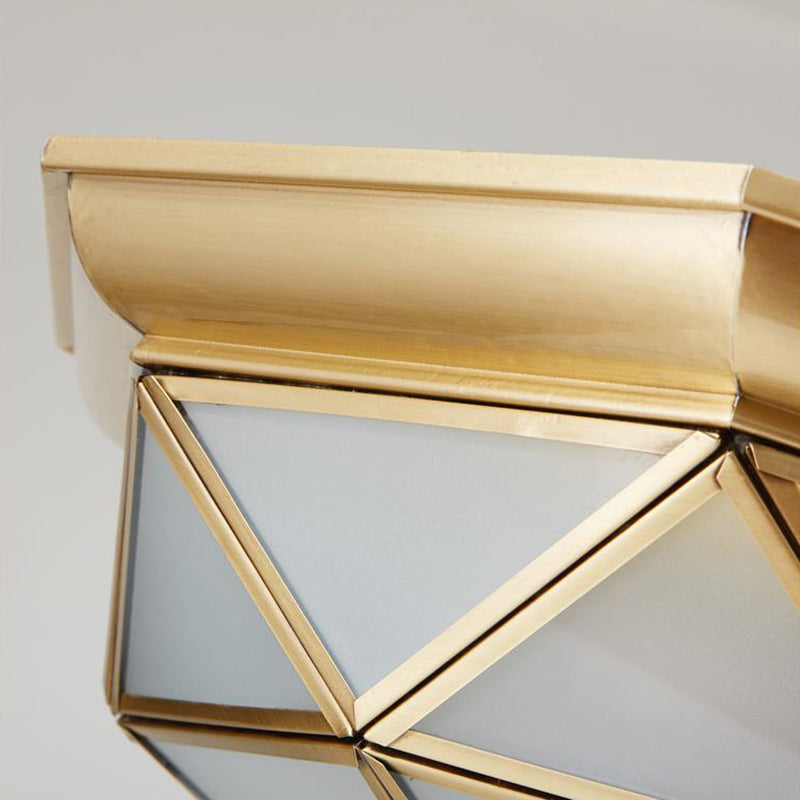 Prism Restaurant Flush Mount Light With Colonial Blown Opal Glass - 14/18 Sizes 3/4 Bulbs Brass