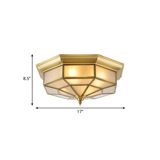 Colonial Brass Ceiling Light With Prismatic Milky Glass - 4/6 Bulbs Ideal For Living Rooms 17 Or