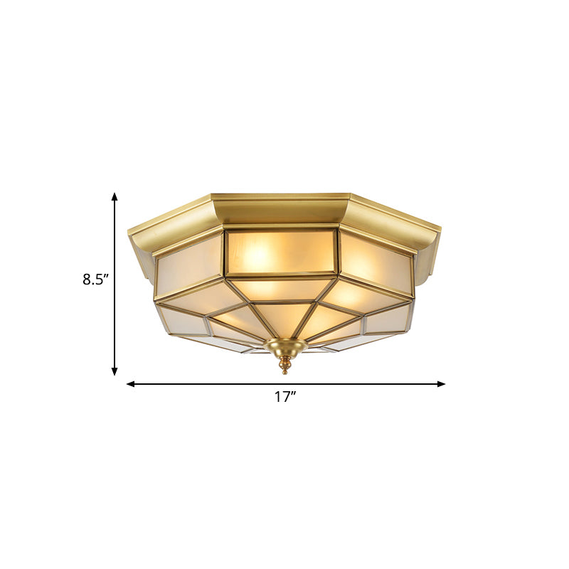 Colonial Brass Ceiling Light With Prismatic Milky Glass - 4/6 Bulbs Ideal For Living Rooms 17’ Or