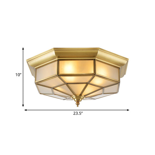 Colonial Brass Ceiling Light With Prismatic Milky Glass - 4/6 Bulbs Ideal For Living Rooms 17’ Or
