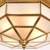 Colonial Brass Ceiling Light With Prismatic Milky Glass - 4/6 Bulbs Ideal For Living Rooms 17 Or