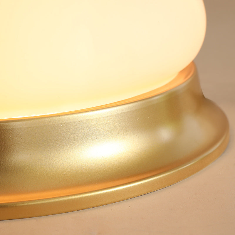 Colonial Brass Flush Mount Ceiling Light With Opal Glass For Living Room - Set Of 2