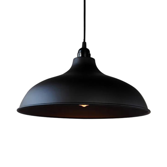 Industrial Style Metal Ceiling Pendant - Matte Black/Black Bowl Design For Living Room