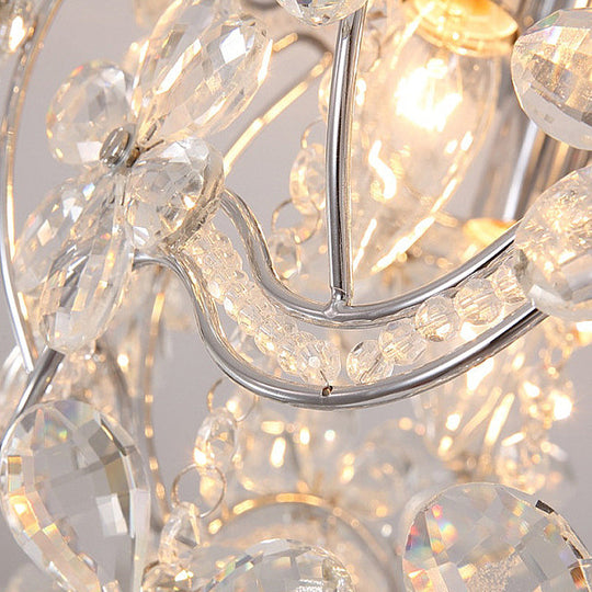 Modernist Crystal Teardrop Flushmount Ceiling Light Fixture With Stainless-Steel Frame - 6/9 Head