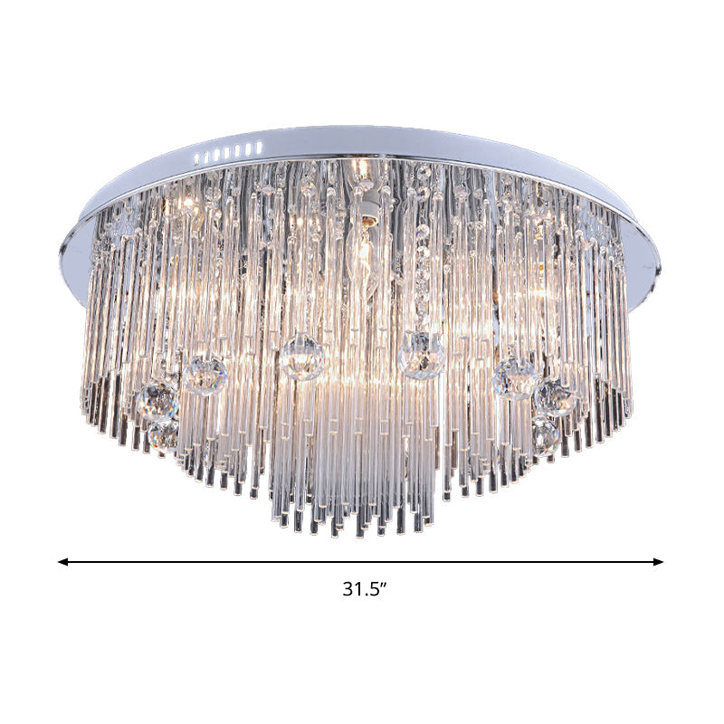 Modern Crystal Flush Mount Ceiling Light Fixture With Tiered Design And Multiple Head Options