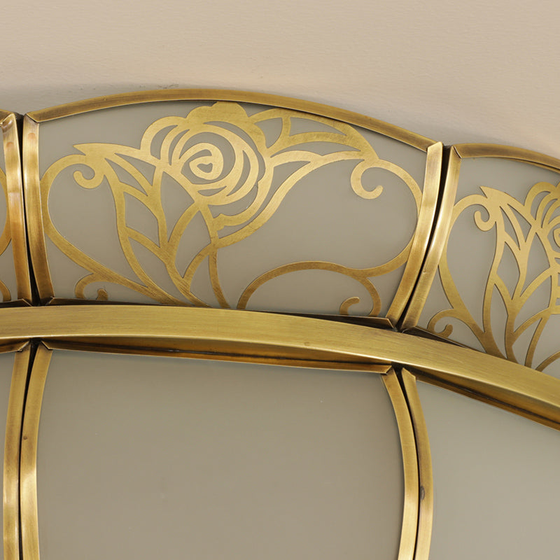 Colonial Glass Dome Ceiling Light With 5 Brass Heads For Bedroom Flush Mount