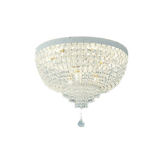 Minimalist Clear Crystal Beaded Flushmount Lighting - Wide 1 - Light Ceiling Fixture For Living Room