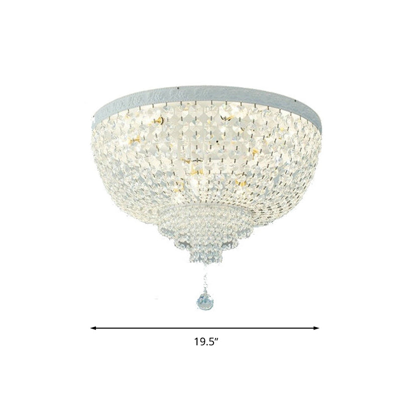 Minimalist Clear Crystal Beaded Flushmount Lighting - Wide 1 - Light Ceiling Fixture For Living Room