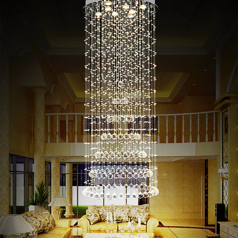 Minimalist Crystal Ball Flush Mount Lighting - 8 Lights In Nickel Finish