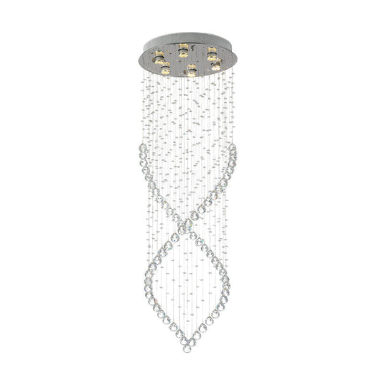 Modern Style 6 - Light Nickel Flushmount Crystal Flush Ceiling Light For Corridor - Spiral Design