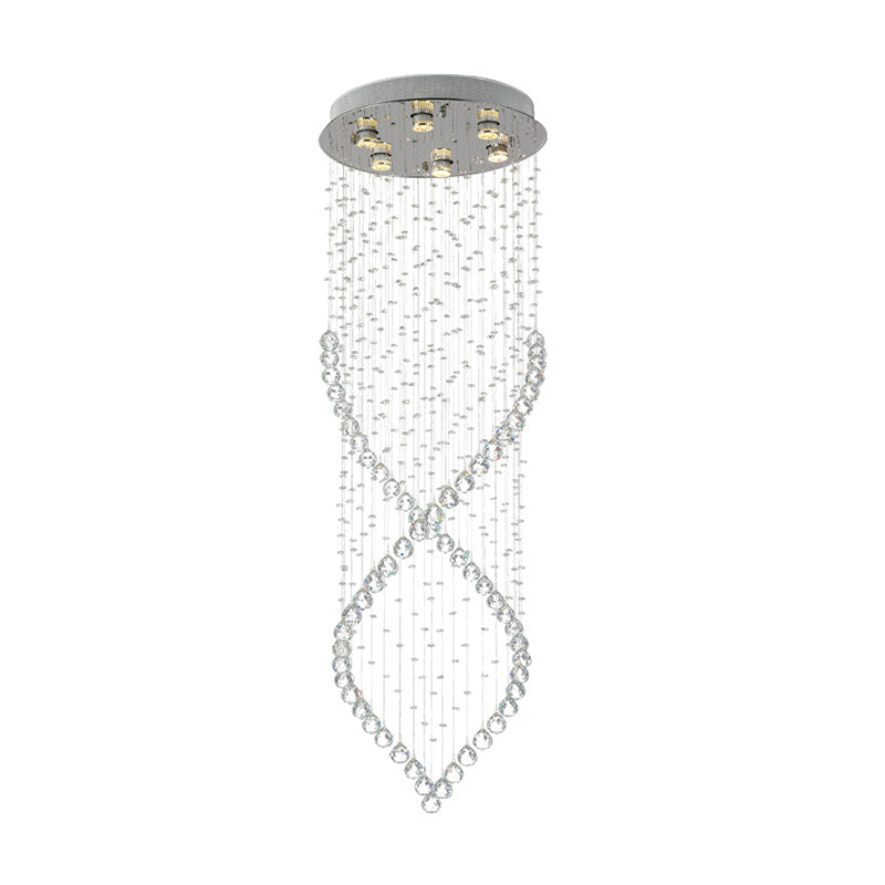 Modern Style 6-Light Nickel Flushmount Crystal Flush Ceiling Light For Corridor - Spiral Design